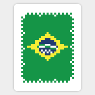 Flag of Brazil - Post Stamp - Pixels Sticker